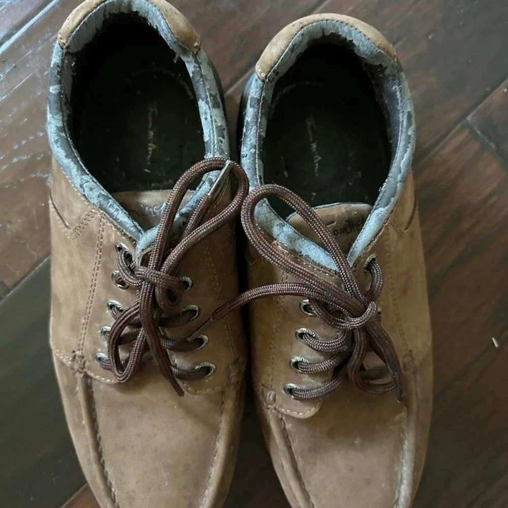 Thom McAn Mens Shoes Sz 11 Brown Leather Moc Toe Oxford Casual Lace Up Lug Sole